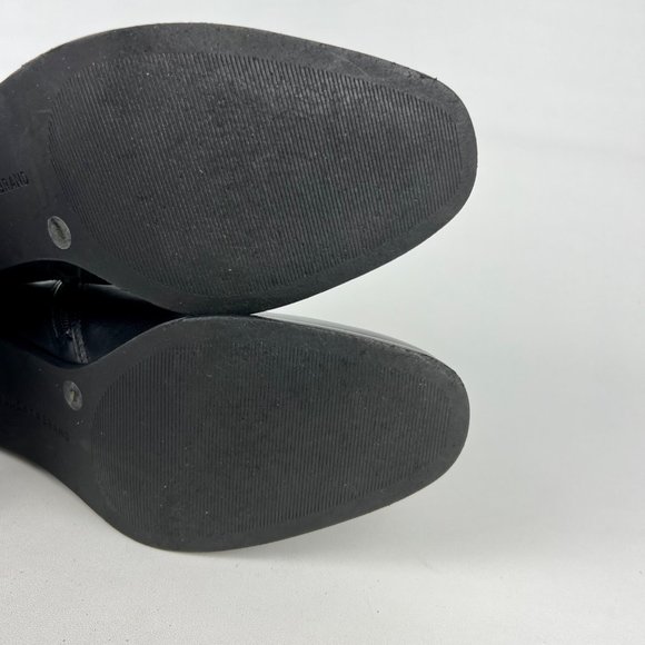 Lucky Brand Womens Debruh Black Leather Heeled Bootie Chunky Ankle Boots size 10 - Picture 14 of 16